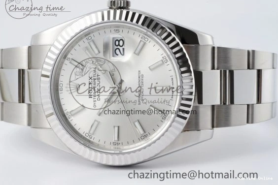 0404 DateJust 41 SS Fluted Bezel KING 1:1 Best Edition 904L Steel Silver Dial on Oyster Bracelet VR Sustainable 2222